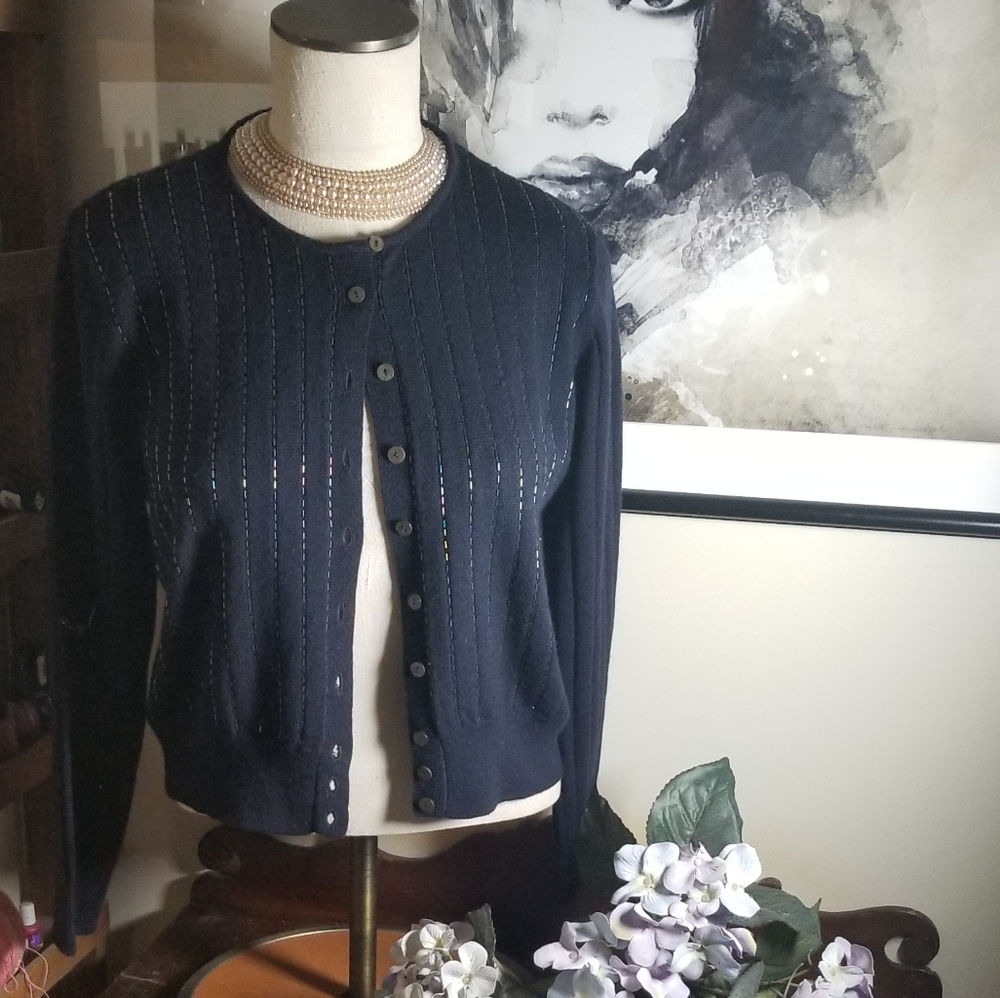 Liz Claiborne button up cardigan beaded front